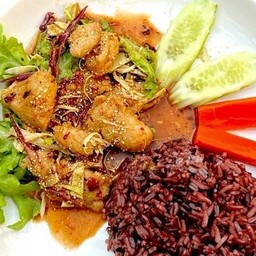 ข้าวยำปลาแซ่บ สูตรคลีน 350 kcal