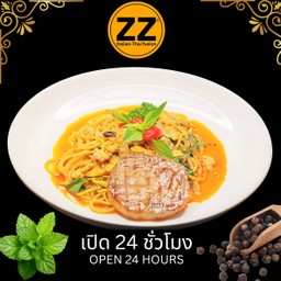 สปาเก็ตตี้หอยลายสไปซี่ครีมกับบอสตันพอร์ค