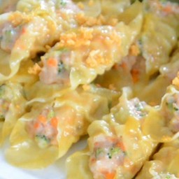 เกี๊ยวหมูเด้งไส้ผักรวม+น้ำจิ้ม