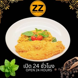 สปาเก็ตตี้สไปซี่ครีมกับปลาทอด