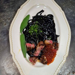 Black Ink Lamb Ikura pasta