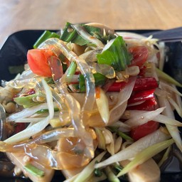 ตำปลาร้าเส้นแก้ว หมูยอ