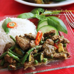 เมนูหมูผัดพริกแกงเขียวหวานราดข้าว