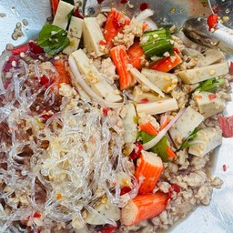 [อร่อยซ่ากับโค้ก] ยำเส้นแก้ว +  โค้ก ออริจินัล (ขวด)