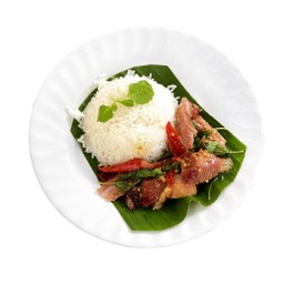 ข้าวกะเพราคอหมูย่าง