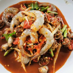 ตำหอยแครงกุ้งสด