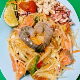 ตำปูปลาร้าแซลม่อน+กุ้งสด