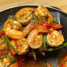 ข้าวราดผัดน้ำพริกเผา (เลือกเนื้อสัตว์ได้)