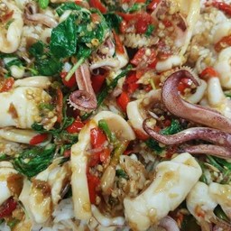 ข้าวกระเพราปลาหมึก