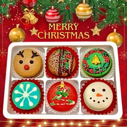 มาการองเซตเเต่งหน้า 6 ชิ้น (ธีมลายคริสมาสต์)