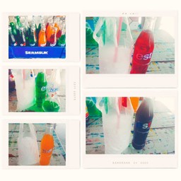 น้ำอัดลมขวดแก้วแยกน้ำแยกน้ำแข็งบอกได้เอาสีอะไร