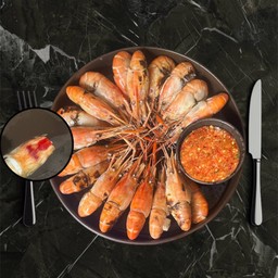 กุ้งเผาหัวมันแก้วล้วน 1 กิโล 20-25 ตัวตามน้ำหนักพร้อมน้ำจิ้ม