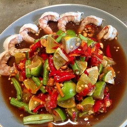 ตำมะนาวกุ้งสด