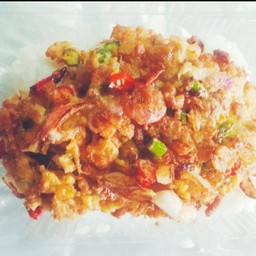 ข้าวไข่เจียวแหนมหอมแดงใส่พริก