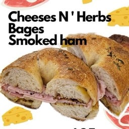 Cheeses N’ Herbs Bagel & Smoked Ham