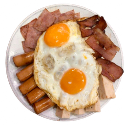 ไข่ดาว 2 ฟอง + 4 ท็อปปิ้ง