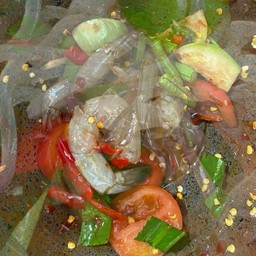 ตำเส้้นเล็กกุ้งสด-ปลาร้า