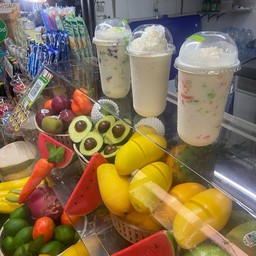 กล้วยหอม + นมสด + ปีโป้ปั่น