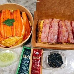 [เซตสุดฮิต] มาม่าเกาหลี+เบคอน+ชีส+สาหร่าย + ข้าวไข่ข้นปูอัด