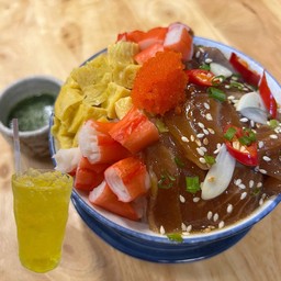 SET ข้าวหน้าม่อนดองซีอิ๊วเกาหลี + เครื่องดื่มสมุนไพร