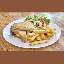 Sandwich Bacon or Tuna or Egg with cheese + French Fries แซนวิชเบคอน or ทูน่า or ไข่ + ชีส + เฟรนช์ฟราย