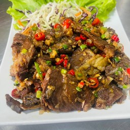 (กับข้าว) เนื้อตุ๋นคั่วพริกเกลือ