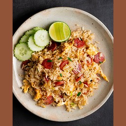 Fried Rice with Bacon & Sausage ข้าวผัดเบคอนไส้กรอก