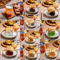 ชุดปังนมสุดคุ้ม (นมสดร้อน 2 แก้ว + ปังก้อนไส้ล้น 3 ก้อน)