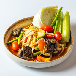 ตำปูปลาร้า papaya salad with Fermented Fish and Crab