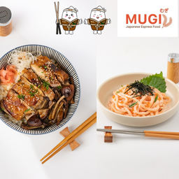 [Set มูกิสุดคุ้ม B] ข้าวไก่ย่างเทอริยากิ+อุด้งไข่ปลาเมนไทโกะ