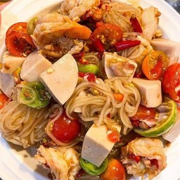 ตำเส้นเล็กยอ+ กุ้งสด