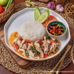 MG39-ข้าวหน้ากะเพราสะโพกไก่เบญจา