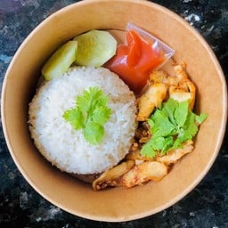 Fried Chicken With Garlic On Rice