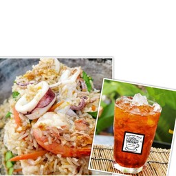 เซ็ตข้าวผัดสามเกลอ+เครื่องดื่ม1แก้ว