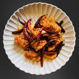 กุ้งสับผัดพริกแห้ง