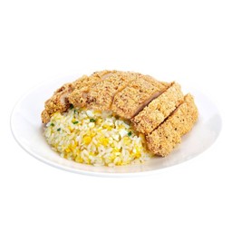 ข้าวผัดหน้าไก่ทอดกรอบสีทอง