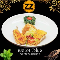 2202 แกะอบพาเมซานชีส+ปลากระพงอบกับมันบดและผักโขม