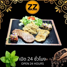 1402สเต็กวากิวสันนอก+ปลากระพงอบสปาเก็ตตี้ทรัฟเฟิล