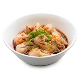 เกี๊ยวหมูราดซอสเปรี้ยวน้ำพริกเผาตำรับเสฉวน (8 ชิ้น)