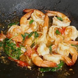 (เป็นกับข้าว)กระเพรากุ้ง