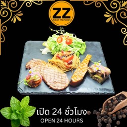 1306วากิวสันนอก+เซลมอนกับสปาเก็ตตี้น้ำมันมะกอก