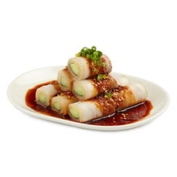 หมูสามชั้นพันแตงกวาราดซอสกระเทียม (9 ชิ้น)