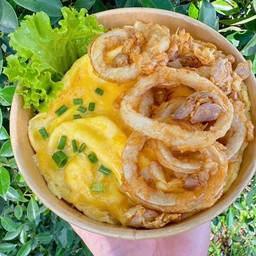 Creamy Omelette On Rice + Garlic Squid
