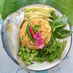 ข้าว   คลุก   แกงไตปลาคั่ว + ปลาทู
