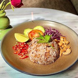 Vegan Stir-Fried Rice Black Chinese Olive with Minced Soy Beef