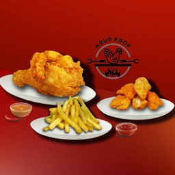 [เซตสุดฮิต] น่องไก่ทอด + ไก่ป๊อป 5 ชิ้น + มันฝรั่งแท่งทอด(เฟรนช์ฟรายส์) 100 กรัม