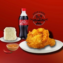 [อร่อยซ่ากับโค้ก] [เซตสุดฮิต] น่องไก่ทอด + ข้าวเหนียว +  โค้ก ออริจินัล 500 มล. (ขวด)