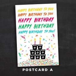 Postcard A ลาย HBD สีขาว