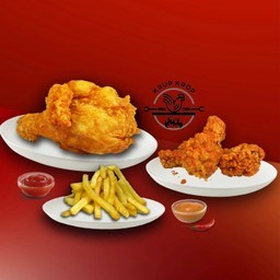 [เซตสุดฮิต] น่องไก่ทอด + ปีกบนไก่วิงซ์แซ่บ 3 ชิ้น + มันฝรั่งแท่งทอด(เฟรนช์ฟรายส์) 100 กรัม