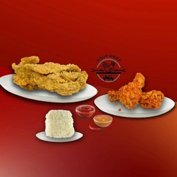 [เซตสุดฮิต] สะโพกไก่ทอด + ปีกบนไก่วิงซ์แซ่บ 3 ชิ้น + ข้าวเหนียว